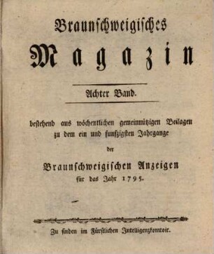 Braunschweigisches Magazin. 8, 8. 1795