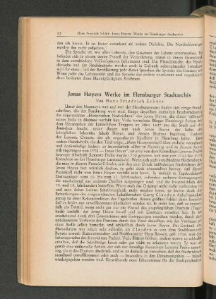 Jonas Hoyers Werke im Flensburger Stadtarchiv