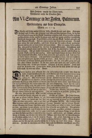 Am VI. Sonntage in der Fasten, Palmarum
