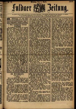 Ausgabe vom Montag, den 01. April 1889.