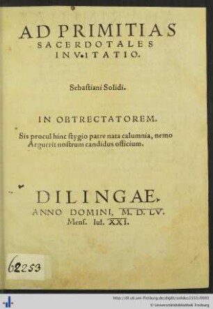 AD PRIMITIAS SACERDOTALES INVITATIO.