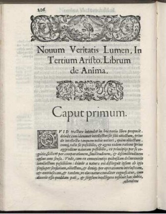 Novum Veritatis Lumen, In Tertium Aristo. Librum de Anima.