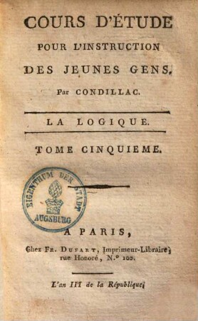 Cours d'étude : pour l'instruction des jeunes gens, 5