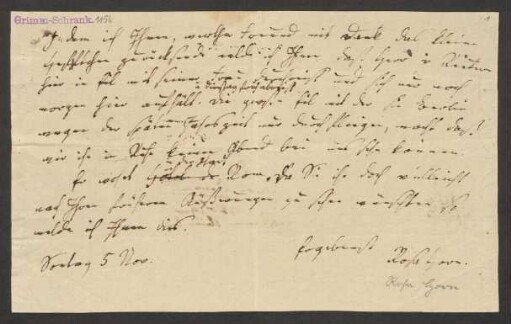 Brief an Jacob Grimm