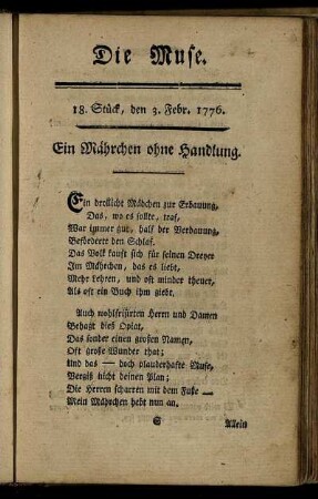 18. Stück, den 3. Febr. 1776. - 21. Stück, den 24. Febr. 1776.