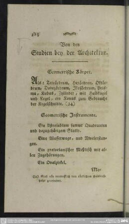 Von den Studien bey der Architektur
