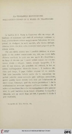 16: La probabile restituzione dell' antico titolo di S. Maria in Trastevere