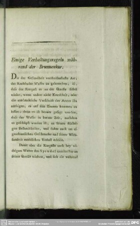 Einige Verhaltensregeln während der Brunnenkur