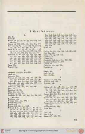 I. Manufakturen