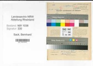 Entnazifizierung Bernhard Sack , geb. 08.02.1904 (Beamter)