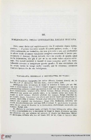 III. Bibliografia della letteratura locale italiana