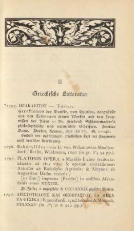 II. Griechische Litteratur