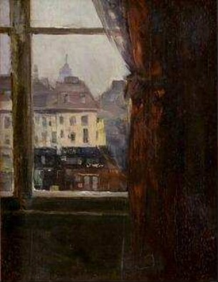Blick aus dem Fenster auf Häuser in Paris