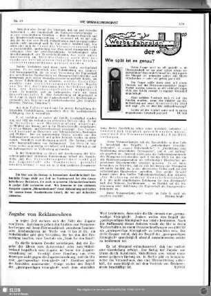 Zugabe von Reklameuhren