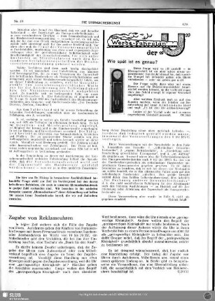 Zugabe von Reklameuhren