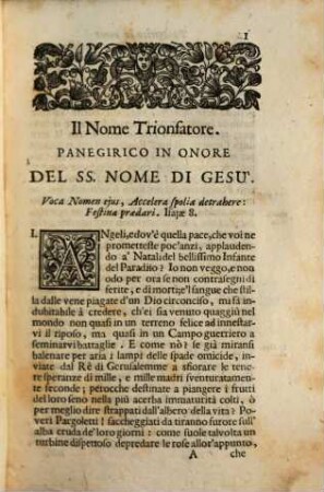 Panegirici Sacri Di Giovan Pellegrino Turri Della Compagnia di Gesù, 1. Dedicato alla Santità di Nostro Signore Papa Clemente XI.