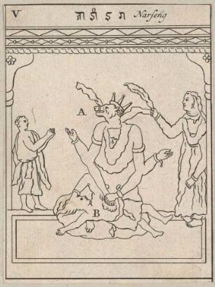 V Narseng; Teil von Blatt 7 aus: Cérémonies et coutumes religieuses des peuples idolatres, Vol. I.2