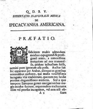 Dissertatio inavgvralis medica de ipecacvanha Americana