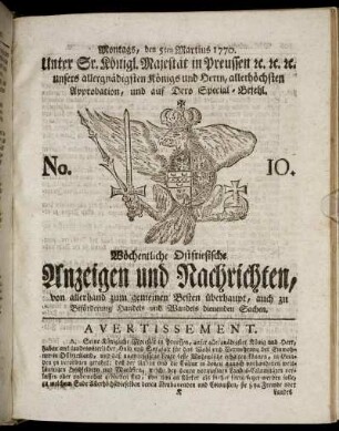 No. 10. Montags, den 5ten Martius 1770.