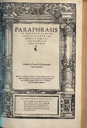 Paraphrasis In Secvndvm Librvm Institvtionvm Imperialivm Ivstiniani Imperatoris