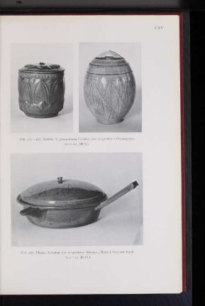 Abb. 365-366. Gefäße in graugrünem Celadon mit eingeitzten Ornamenten. (10.-12. Jahrh.)