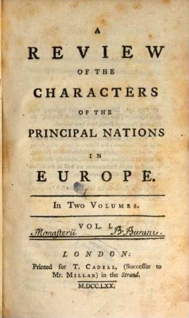 A Review Of The Characters Of The Principal Nations In Europe : In Two Volumes. 1
