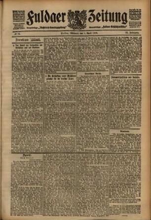 Zweite Ausgabe vom Mittwoch, den 01. April 1908.