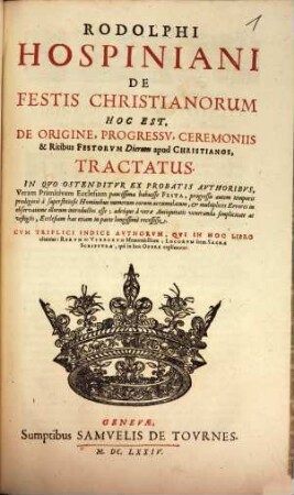 De festis Christianorum tractatus