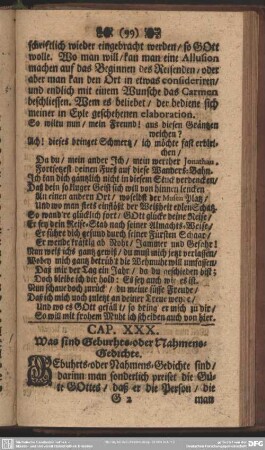 Cap. XXX. Was sind Geburhts- oder Nahmens-Gedichte
