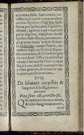 XVIII. De salutari corporis & sanguinis Christi participatione