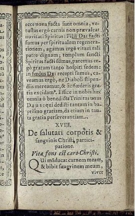 XVIII. De salutari corporis & sanguinis Christi participatione