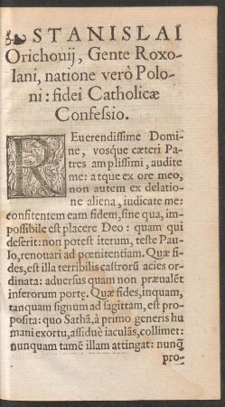Reverendissime Domine, vosque caeteri Patres amplissimi, audite mea ...