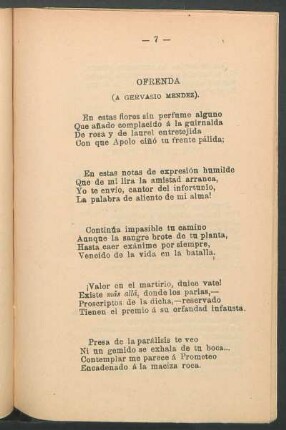 Ofrenda : (A Gervasio Méndez).