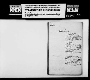 Manuskript der OAB [geschrieben von Kanzleiassistent Heinrich Rigel, Druckvorlage] mit Streichungen und Randbemerkungen [Rigels und Memmingers]