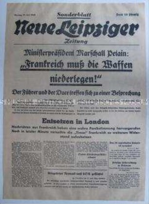 Sonderausgabe der "Neuen Leipziger Zeitung" zur Lage in Frankreich vor der Kapitulation