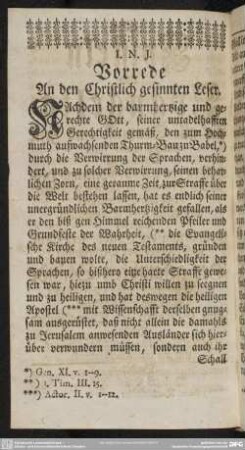 Vorrede an den Christlich gesinnten Leser