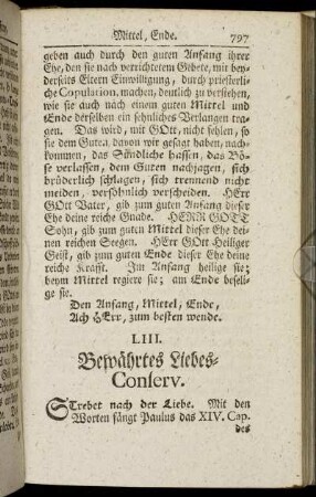 LIII. Bewährtes Liebes-Conserv. - LIV. Göttliches Ehe-Recht.