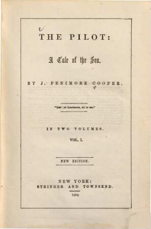 The pilot : a tale of the sea ; in 2 volumes