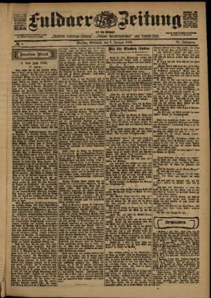Zweite Ausgabe vom Mittwoch, den 07. Januar 1903.