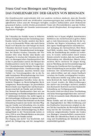 Das Familienarchiv der Grafen von Bissingen.