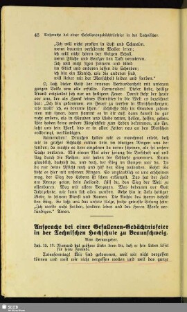 Ansprache bei einer Gefallenen-Gedächtnisfeier in der Technischen Hochschule zu Braunschweig