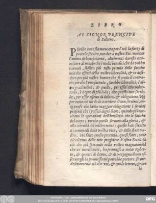 Al Signor Prencipe di Salerno.