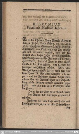 Responsum Facultatis Medicae Jenensis