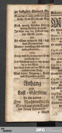 Anhang zum Lust-Gärtlein [...].