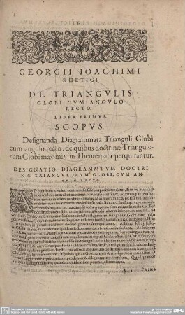 DE TRIANGULIS GLOBI ANGULO RECTO. LIBER PRIMUS.