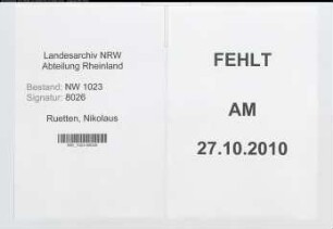 Entnazifizierung Nikolaus Ruetten , geb. 00.00.0000 (Lehrer)