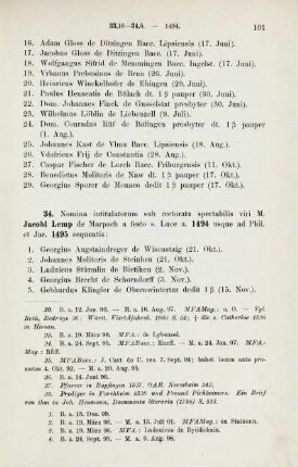 101-106, Matrikel 34, 1-46 (1494/95) und 35, 1-58 (1495)