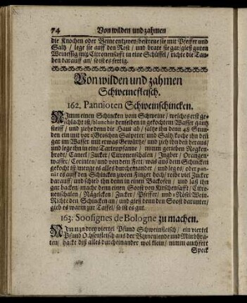 Von wilden und zahmen Schweinefleisch.