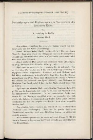 Berichtigungen und Ergänzungen zum Verzeichniss der deutschen Käfer