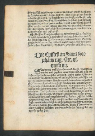 Die Epistell an Sanct Stephans tag. Act. vi. unnd vii.